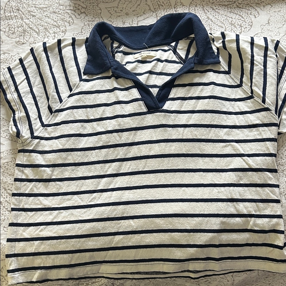 Madewell Polo with Navy Stripes